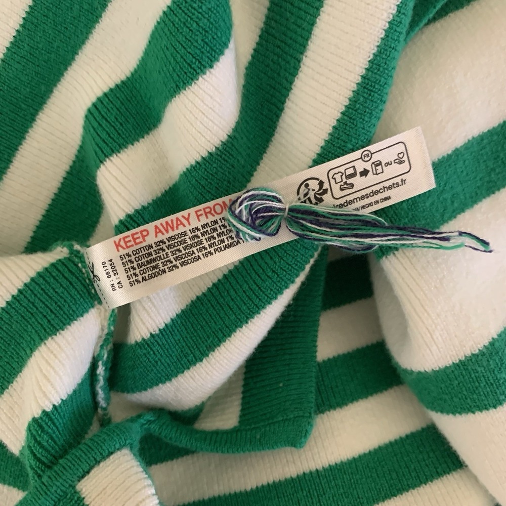 Daily Practice Green White Stripe Knit Crewneck Casual Cozy Pullover Sweater L - Picture 4 of 5